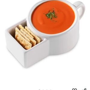 White Soup Mug with Cracker Holder